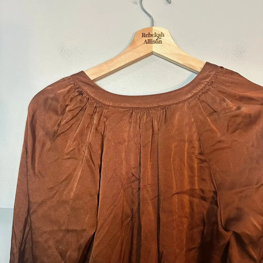 Rails Wynna Top Cedar Brown/Orange Silky Blouse SZ SMALL MSRP $234 EUC - Picture 16 of 16